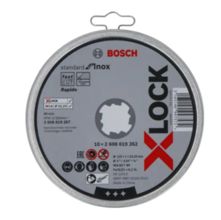 BOSCH CUTTING DISC X-LOCK STANDARD INOX 125 X 1.6 T41 PACK OF 10